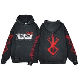 image-Anime Berserk Hoodie Men's Clothing Black Vintage Print Cot