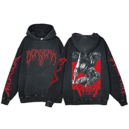 image-Anime Berserk Hoodie Men's Clothing Black Vintage Print Cot