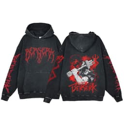 image-Anime Berserk Hoodie Men's Clothing Black Vintage Print Cot