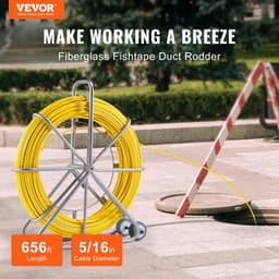 image-VEVOR Fiberglass Fish Tape 5/16" x 656' Duct Rodder Reel