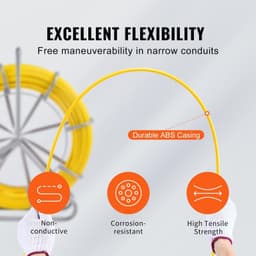 image-VEVOR Fiberglass Fish Tape 5/16" x 656' Duct Rodder Reel