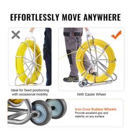 image-VEVOR Fiberglass Fish Tape 5/16" x 656' Duct Rodder Reel