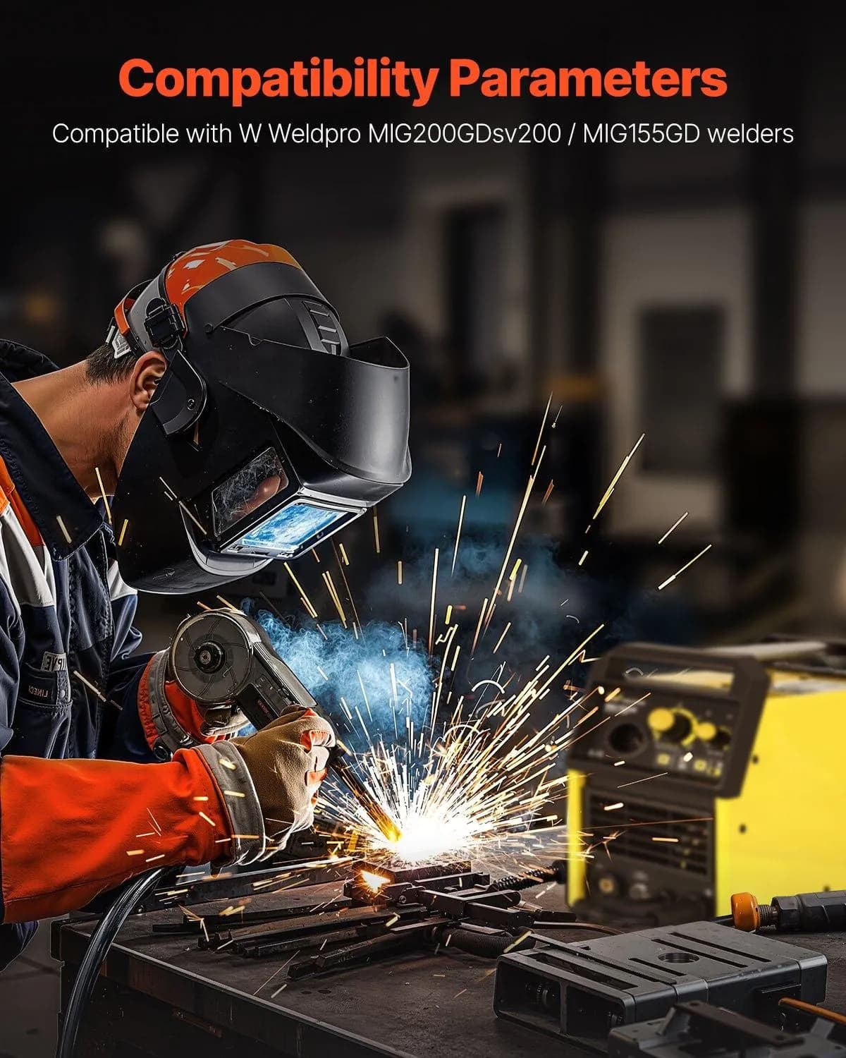 image-VEVOR 200Amp Spool Gun with 10FT Cable, Compatible with W Weldpro MlG200GDsv200 and MIG155GD Welders, Suitable for 0.030" and 0.035" Flux Core/Solid/Aluminum Welding Wires