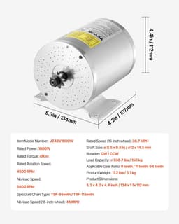 image-VEVOR 1800W Electric Brushless DC Motor Kit - 48V 4500rpm Motor with Upgraded Speed Controller and Throttle Grip Kit for Go Karts E-Bike Motorcycle Scooter DIY