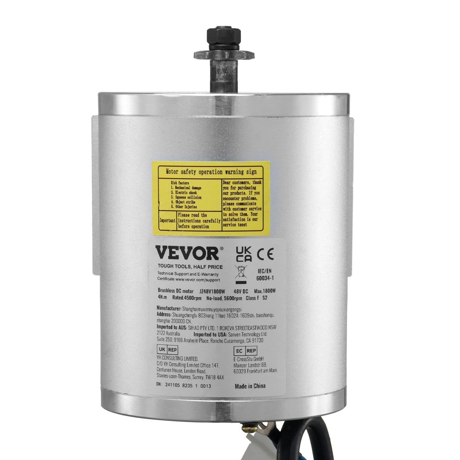 image-VEVOR 1800W Electric Brushless DC Motor Kit - 48V 4500rpm Motor with Upgraded Speed Controller and Throttle Grip Kit for Go Karts E-Bike Motorcycle Scooter DIY