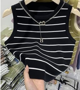 image-2024 Summer New Knitwear Wholesale Design Hong Kong Style Artistic Vintage Women's Clothing Pullover Regular Vest Fashion