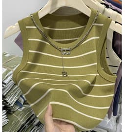 image-2024 Summer New Knitwear Wholesale Design Hong Kong Style Artistic Vintage Women's Clothing Pullover Regular Vest Fashion