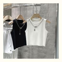 image-2024 Summer New Knitwear Wholesale Design Hong Kong Style Artistic Vintage Women's Clothing Pullover Regular Vest Fashion