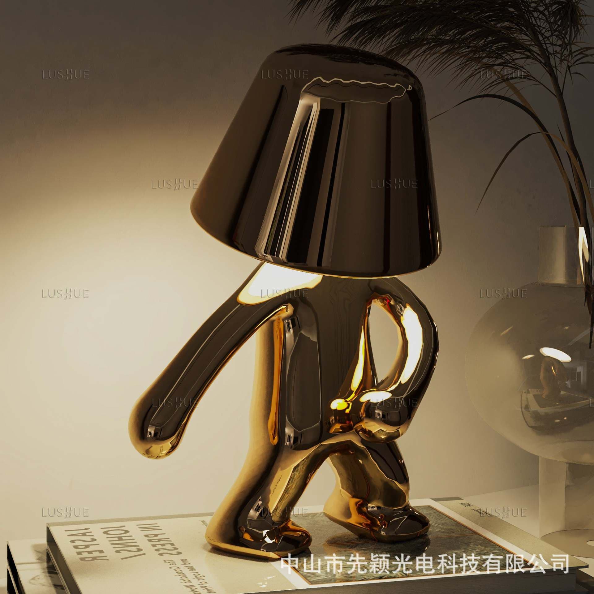 image-Cross-border exclusively for thinkers Xiaojinren table lamp bedroom decoration touch usb rechargeable table lamp thinker lamp