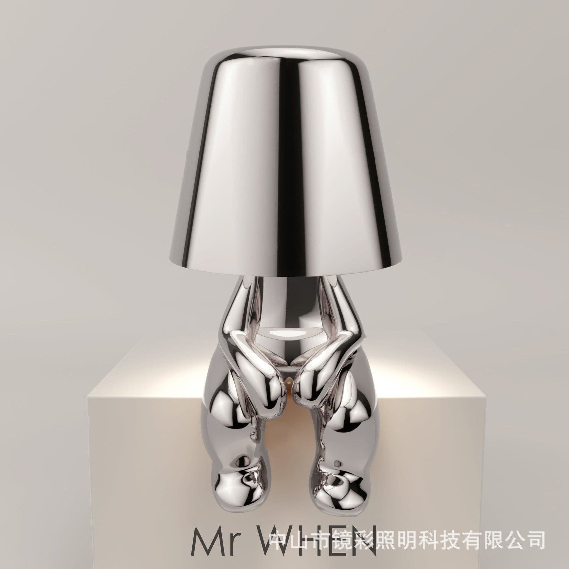 image-Cross-border exclusively for thinkers Xiaojinren table lamp bedroom decoration touch usb rechargeable table lamp thinker lamp