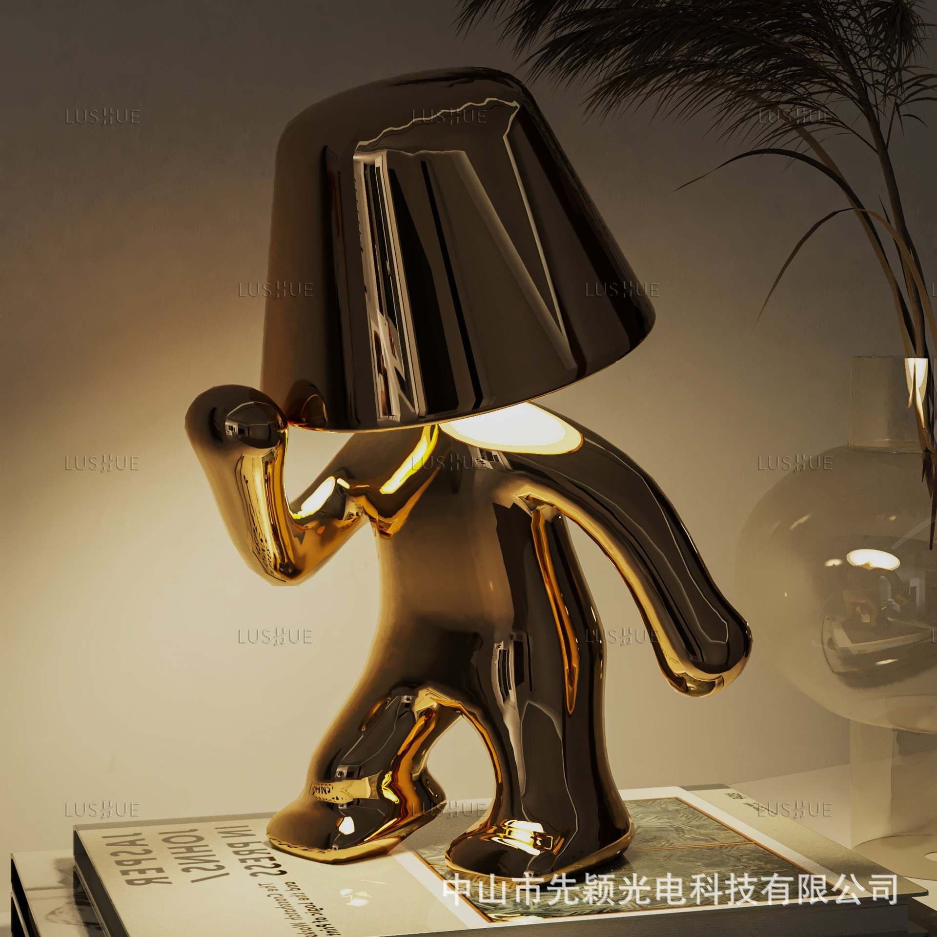 image-Cross-border exclusively for thinkers Xiaojinren table lamp bedroom decoration touch usb rechargeable table lamp thinker lamp