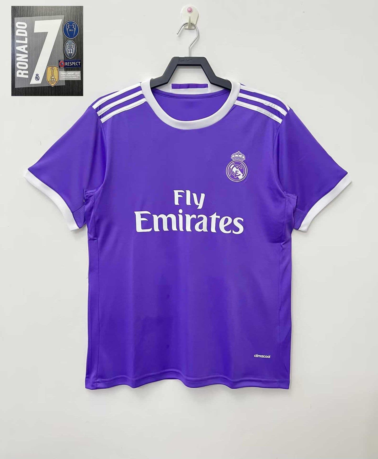 image-1617 Real Madrid Jersey No. 7 Ronaldo C Ronaldo Champions League Final Edition Purple Away Long and Short Sleeve Football Jersey Wholesale