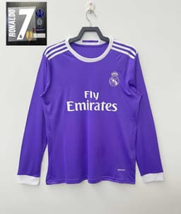 image-1617 Real Madrid Jersey No. 7 Ronaldo C Ronaldo Champions League Final Edition Purple Away Long and Short Sleeve Football Jersey Wholesale