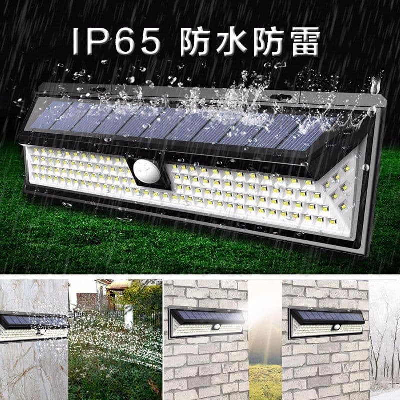 image-New 118LED solar human body sensing wall light 180COB solar garden light outdoor waterproof lighting