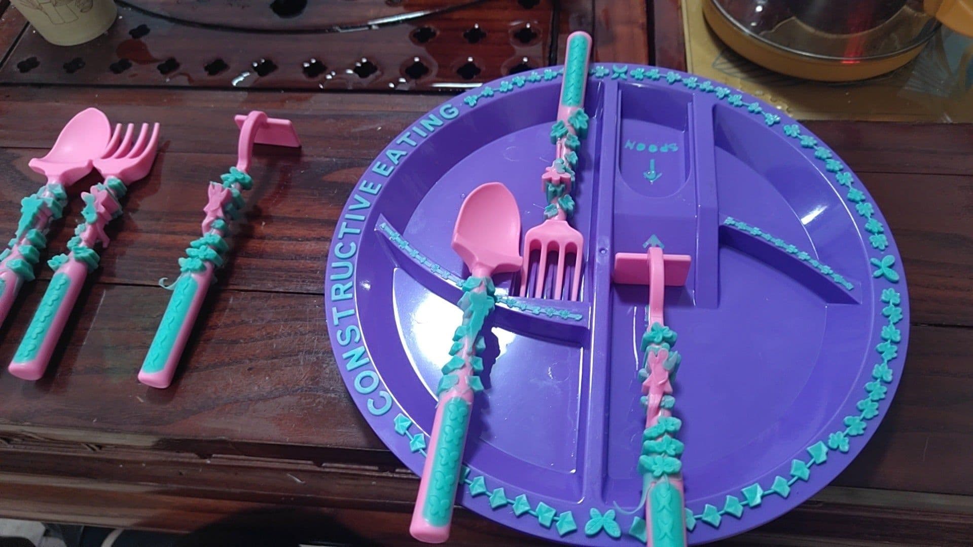 image-Dinneractive Car Bulldozer Excavator Shovel Fork Shovel Dinner Plate Children's Tableware Three Sets