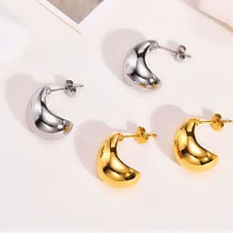 image-European and American simple titanium steel drop earrings 18K electroplated stainless steel stud earrings personality earrings wholesale