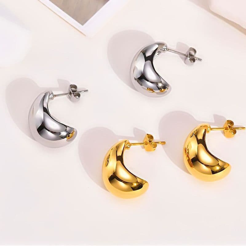 image-European and American simple titanium steel drop earrings 18K electroplated stainless steel stud earrings personality earrings wholesale
