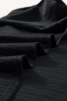 image-Khaki Textured Wide Sleeve V Neck T Shirt