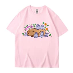 image-Cross-border independent station new summer cartoon cute Harajuku style printed cotton short-sleeved men's and women's T-shirt tops