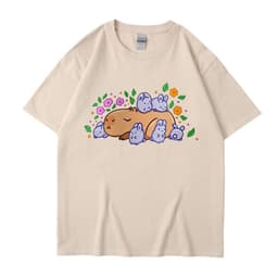 image-Cross-border independent station new summer cartoon cute Harajuku style printed cotton short-sleeved men's and women's T-shirt tops