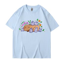 image-Cross-border independent station new summer cartoon cute Harajuku style printed cotton short-sleeved men's and women's T-shirt tops