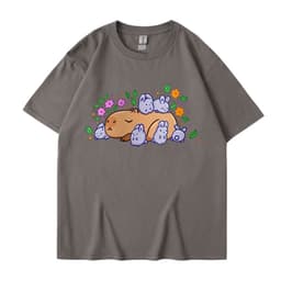 image-Cross-border independent station new summer cartoon cute Harajuku style printed cotton short-sleeved men's and women's T-shirt tops