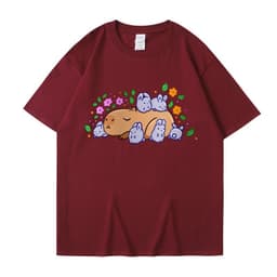 image-Cross-border independent station new summer cartoon cute Harajuku style printed cotton short-sleeved men's and women's T-shirt tops