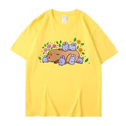 image-Cross-border independent station new summer cartoon cute Harajuku style printed cotton short-sleeved men's and women's T-shirt tops