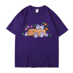 image-Cross-border independent station new summer cartoon cute Harajuku style printed cotton short-sleeved men's and women's T-shirt tops
