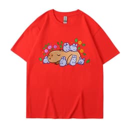 image-Cross-border independent station new summer cartoon cute Harajuku style printed cotton short-sleeved men's and women's T-shirt tops