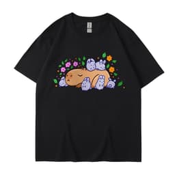 image-Cross-border independent station new summer cartoon cute Harajuku style printed cotton short-sleeved men's and women's T-shirt tops