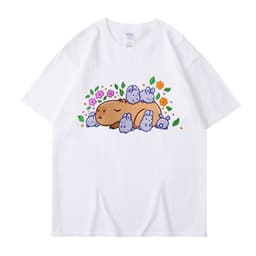 image-Cross-border independent station new summer cartoon cute Harajuku style printed cotton short-sleeved men's and women's T-shirt tops