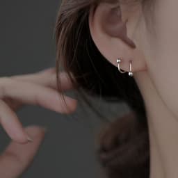 image-Curved spiral earrings, personality, cool style, rotating ear bone nails, no-removal earrings for sleeping, round bead screw-buckle earrings