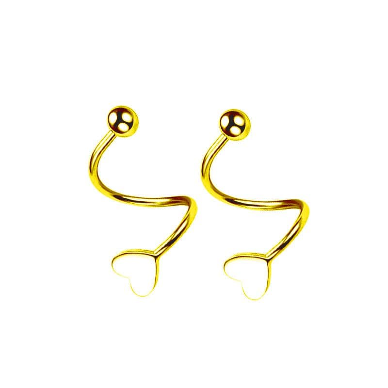 image-Curved spiral earrings, personality, cool style, rotating ear bone nails, no-removal earrings for sleeping, round bead screw-buckle earrings