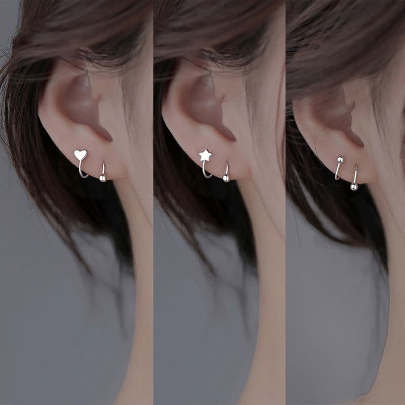 image-Curved spiral earrings, personality, cool style, rotating ear bone nails, no-removal earrings for sleeping, round bead screw-buckle earrings