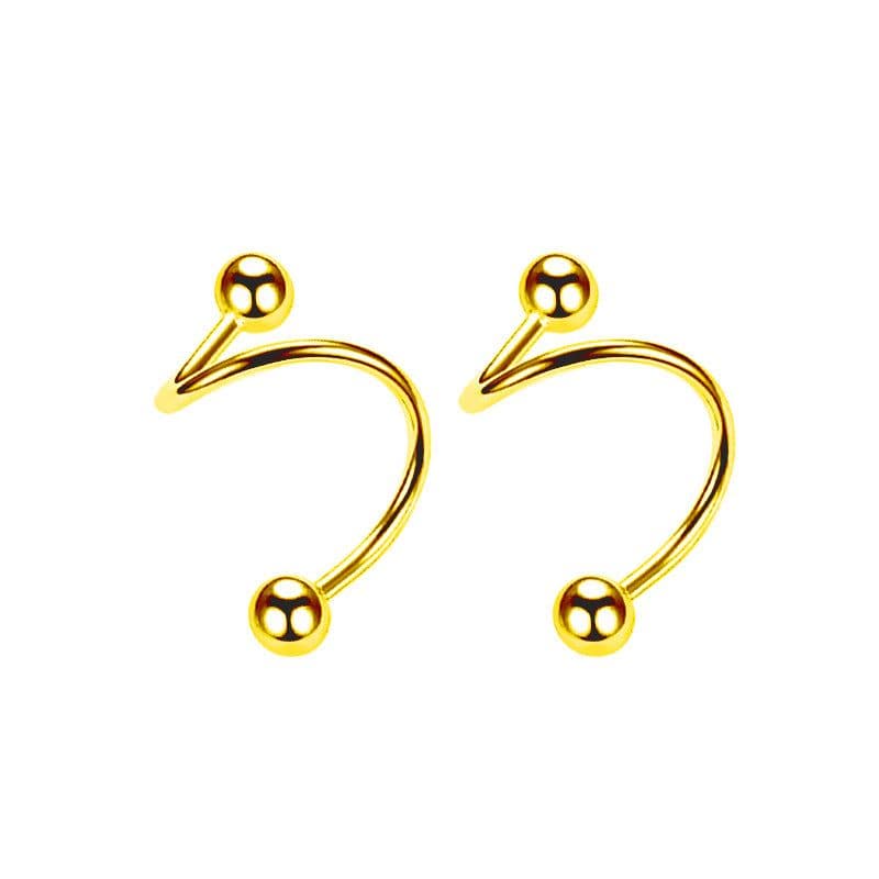 image-Curved spiral earrings, personality, cool style, rotating ear bone nails, no-removal earrings for sleeping, round bead screw-buckle earrings
