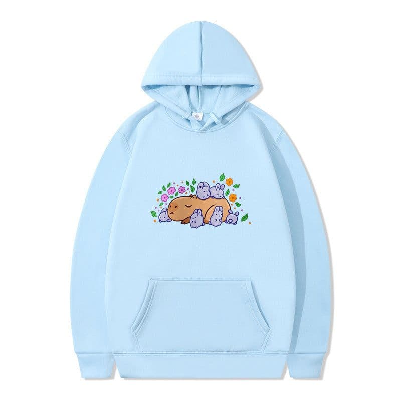 image-Cross-border autumn and winter AliExpress Europe and the United States mouse warrior print male and female couple plus fleece hooded sweater manufacturers dropshipping