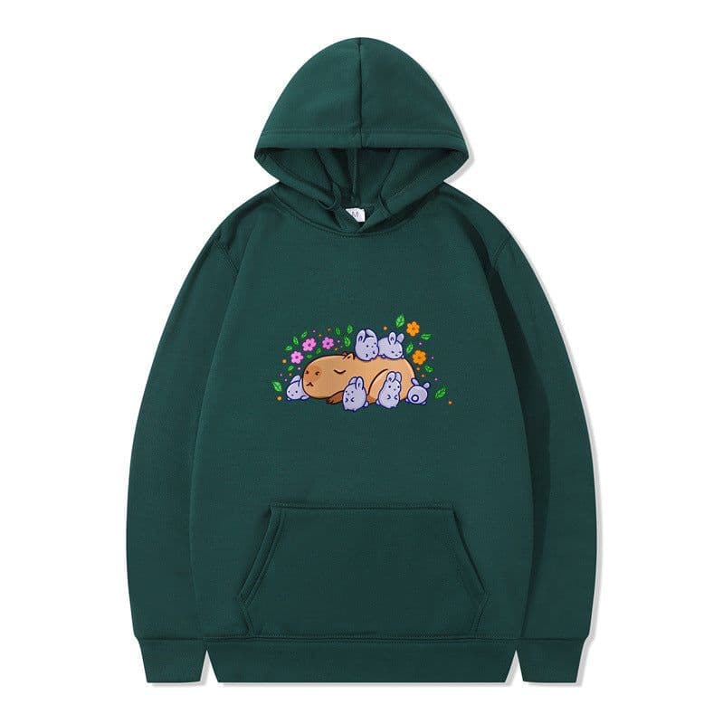 image-Cross-border autumn and winter AliExpress Europe and the United States mouse warrior print male and female couple plus fleece hooded sweater manufacturers dropshipping