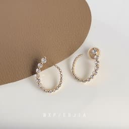 image-The real thing is so shiny ~ Real gold-plated mosquito coil ear clip, zircon fashion circle, high-end sense, non-pierced earrings and earrings for women