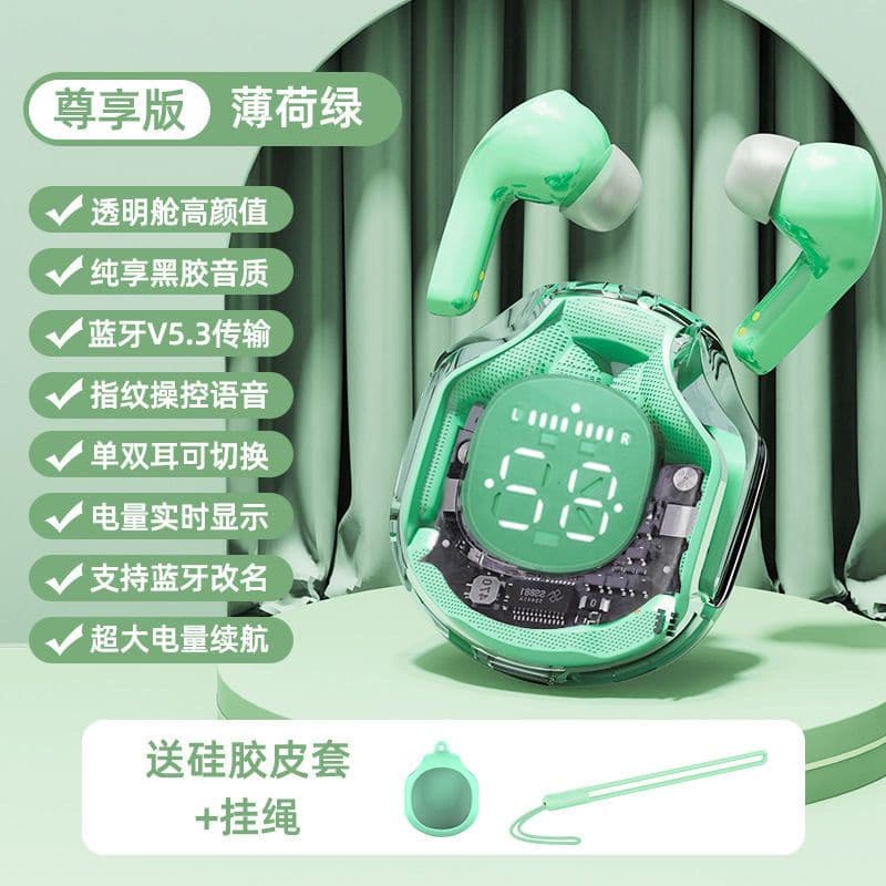 image-Transparent 2023 digital display true wireless noise reduction Bluetooth headset new in-ear battery life bilateral stereo universal type
