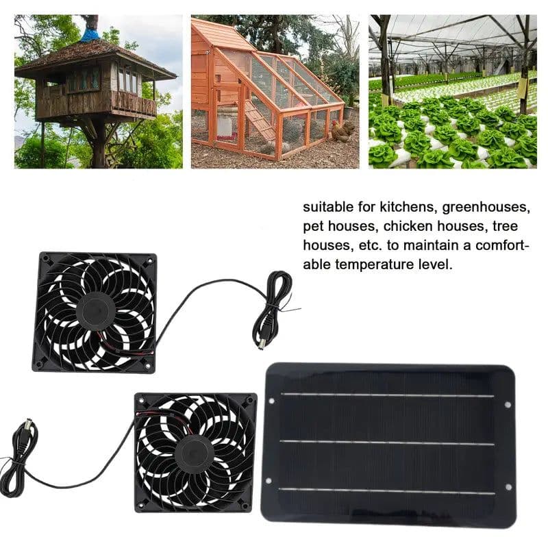 image-Solar-Powered Electric Ventilator - 10W/12V Dual Fan Pack