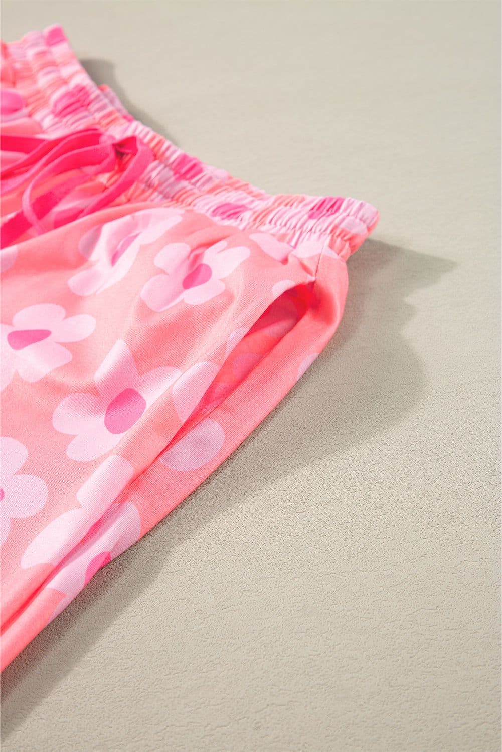 image-Green Flower Print Short Sleeve Pajamas Set