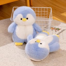 image-Cute Cartoon Penguin Home Indoor Anti-Slip Floor Cotton Slippers Women's Warm Plush Couple Cotton Shoes Confinement Shoes