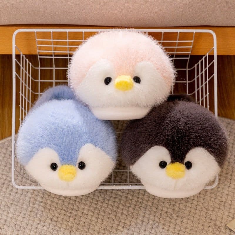 image-Cute Cartoon Penguin Home Indoor Anti-Slip Floor Cotton Slippers Women's Warm Plush Couple Cotton Shoes Confinement Shoes