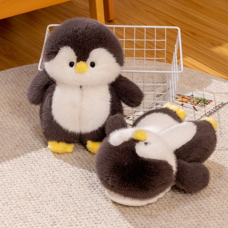 image-Cute Cartoon Penguin Home Indoor Anti-Slip Floor Cotton Slippers Women's Warm Plush Couple Cotton Shoes Confinement Shoes