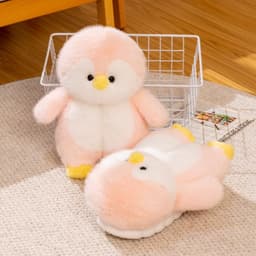 image-Cute Cartoon Penguin Home Indoor Anti-Slip Floor Cotton Slippers Women's Warm Plush Couple Cotton Shoes Confinement Shoes