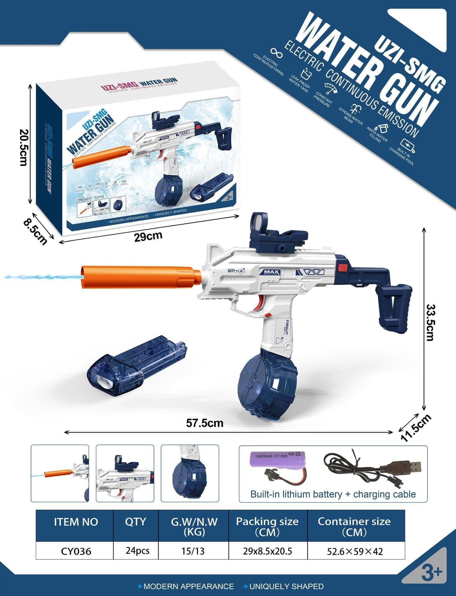 image-Cross-border English color box version 1911 Water Gun SCAR Uzi Desert Eagle Electric Repeating Children's Water Toy