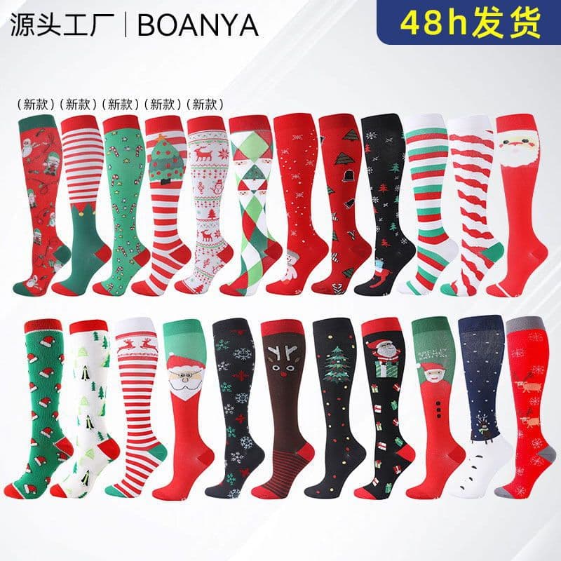 image-Christmas Compression Socks New Amazon Halloween Calf Socks Slim Legs Stretch Socks Leg Guards Sports Socks Wholesale