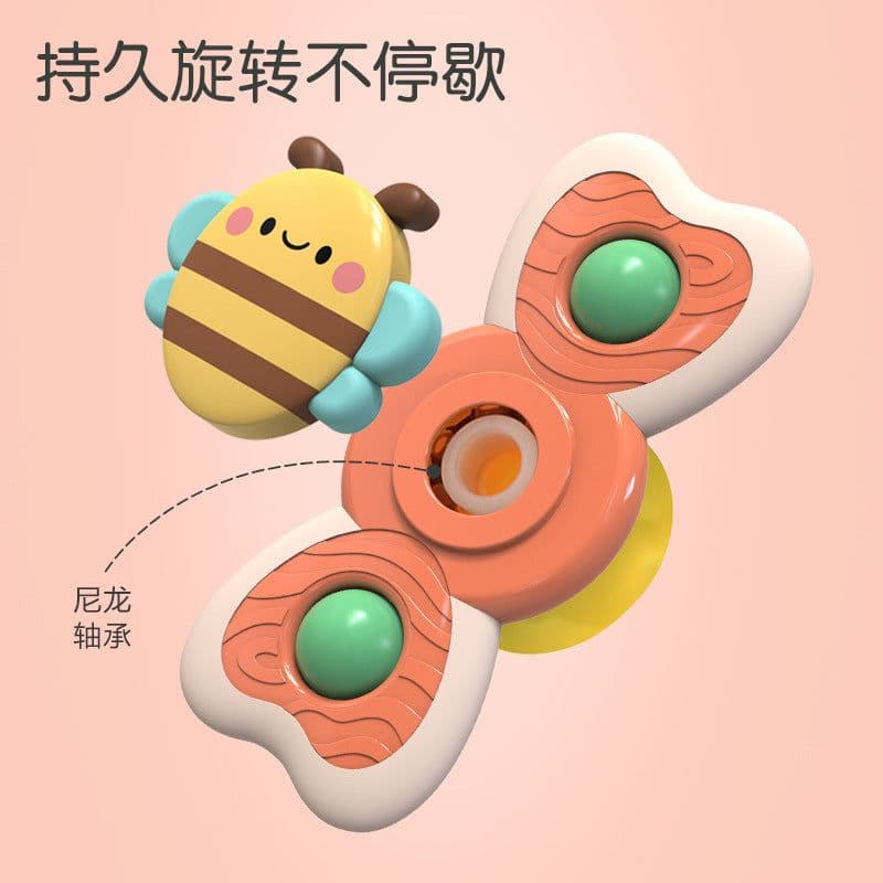 image-Baby spinner suction cup toy children's flower spinning top baby bath play table and chair suction cup toy