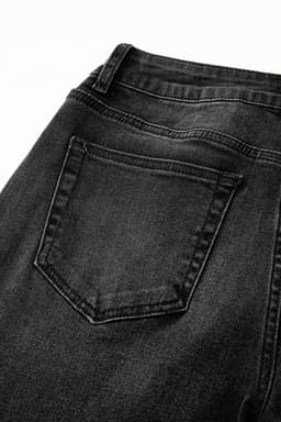 image-Black Raw Hem Unique Cuffs Straight High Rise Loose Jeans
